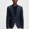 Checked slim-fit jacket in virgin wool