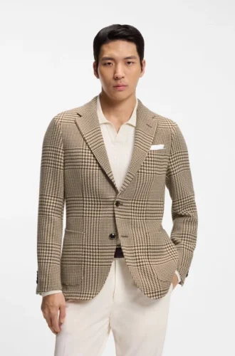 Checked slim-fit jacket in virgin wool