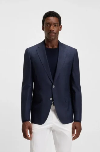 Checked slim-fit jacket in virgin wool