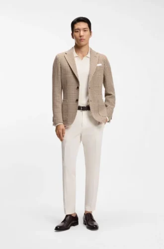 Checked slim-fit jacket in virgin wool