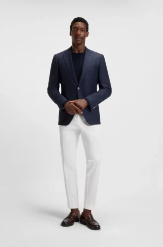 Checked slim-fit jacket in virgin wool