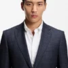 Checked slim-fit jacket in virgin wool