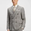 Checked slim-fit jacket in virgin wool and silk