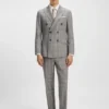 Checked slim-fit jacket in virgin wool and silk
