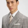 Checked slim-fit jacket in virgin wool and silk