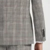Checked slim-fit jacket in virgin wool and silk