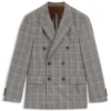 Checked slim-fit jacket in virgin wool and silk