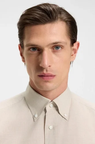 Checked slim-fit shirt in cotton flannel