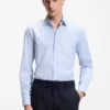 Checked slim-fit shirt in performance-stretch fabric