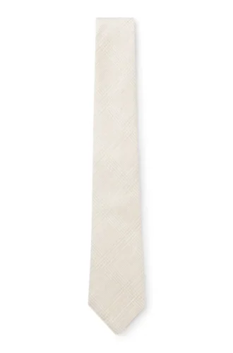 Checked tie in Italian-made linen and silk