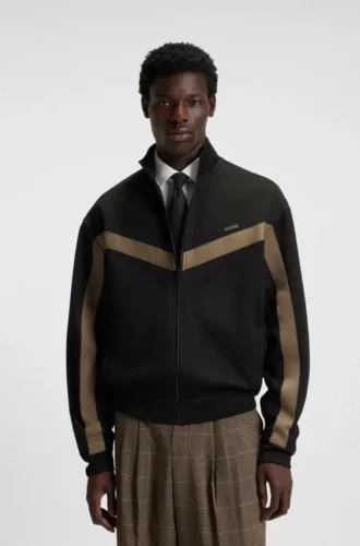 Chevron-tape zip-up sweatshirt in a relaxed fit