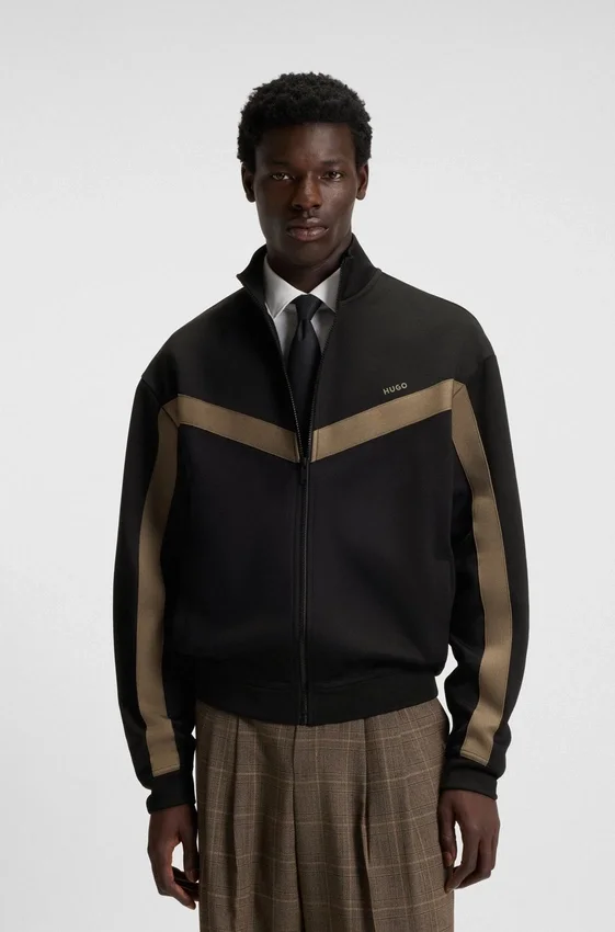 Chevron-tape zip-up sweatshirt in a relaxed fit Chevron-tape zip-up sweatshirt in a relaxed fit