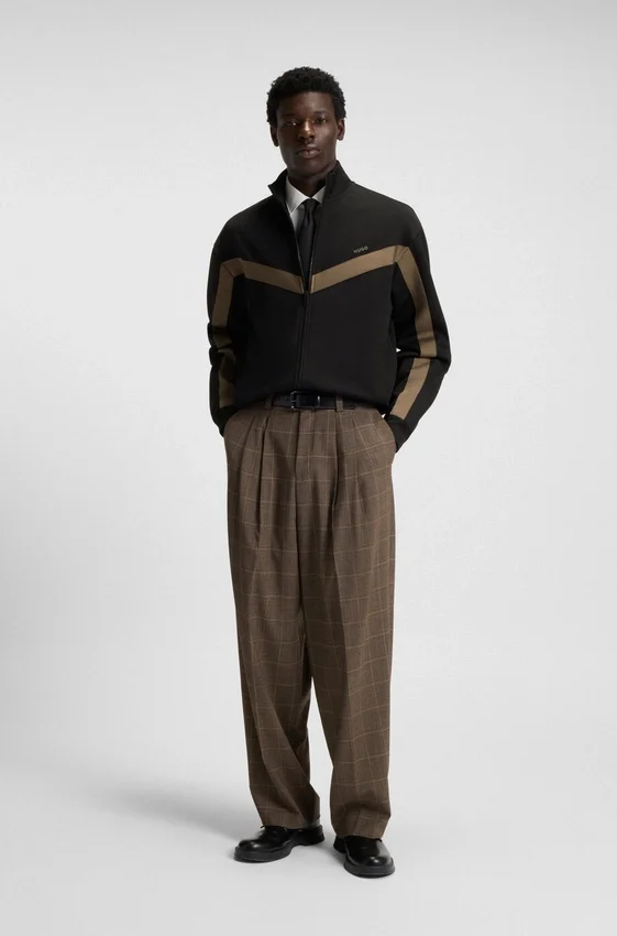 Chevron-tape zip-up sweatshirt in a relaxed fit Chevron-tape zip-up sweatshirt in a relaxed fit