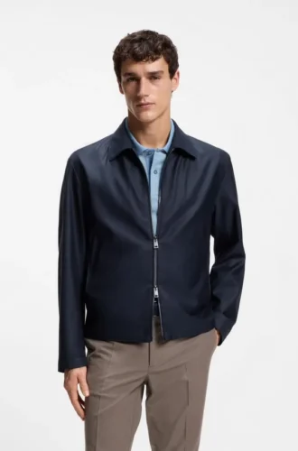 Coated-fabric jacket with water-repellent finish