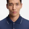 Collar-tipping polo shirt in cotton and silk