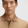 Collar-tipping polo shirt in cotton and silk