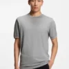 Collar-tipping T-shirt in cotton and silk