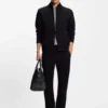 Collar-tipping T-shirt in cotton and silk