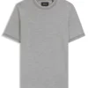 Collar-tipping T-shirt in cotton and silk