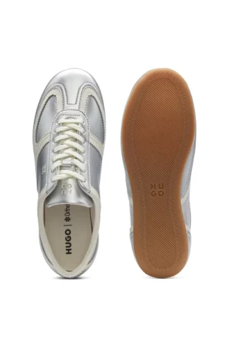 Comfort-insole trainers with silver-tone uppers