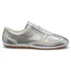 Comfort-insole trainers with silver-tone uppers