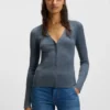 Concealed-closure cardigan in virgin wool