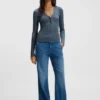 Concealed-closure cardigan in virgin wool