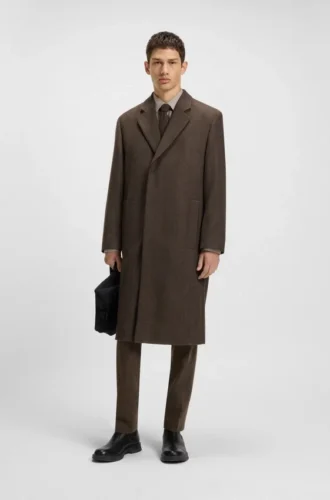 Concealed-closure coat in a regular fit