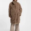Concealed-closure coat in faux fur Concealed-closure coat in faux fur