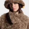 Concealed-closure coat in faux fur Concealed-closure coat in faux fur