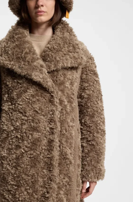 Concealed-closure coat in faux fur Concealed-closure coat in faux fur