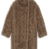 Concealed-closure coat in faux fur Concealed-closure coat in faux fur