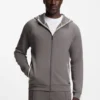 Contrast-binding zip-up hoodie in a cotton blend