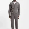 Contrast-binding zip-up hoodie in a cotton blend