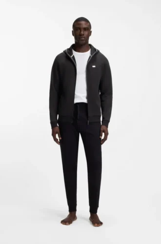 Contrast-binding zip-up hoodie in a cotton blend
