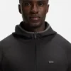 Contrast-binding zip-up hoodie in a cotton blend