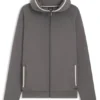 Contrast-binding zip-up hoodie in a cotton blend