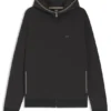Contrast-binding zip-up hoodie in a cotton blend