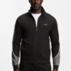 Contrast-detail zip-up jacket in a cotton blend