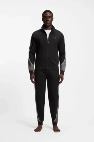 Contrast-detail zip-up jacket in a cotton blend