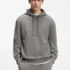 Contrast-logo hoodie in cotton terry