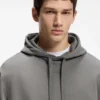 Contrast-logo hoodie in cotton terry
