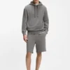 Contrast-logo hoodie in cotton terry