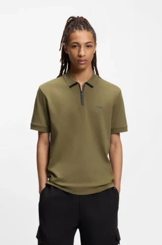 Contrast-logo polo shirt in cotton piqué
