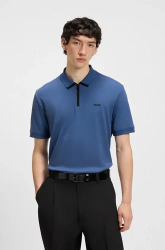 Contrast-logo polo shirt in cotton piqué