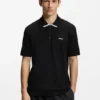 Contrast-logo polo shirt in cotton piqué
