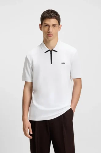 Contrast-logo polo shirt in cotton piqué
