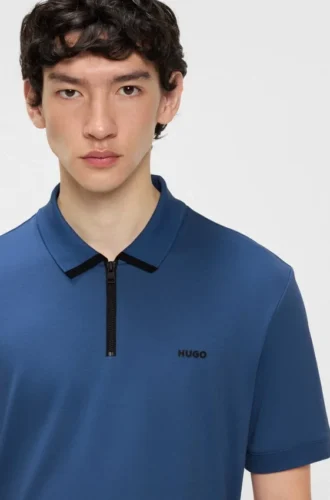Contrast-logo polo shirt in cotton piqué