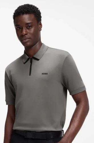 Contrast-logo polo shirt in cotton piqué