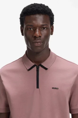 Contrast-logo polo shirt in cotton piqué